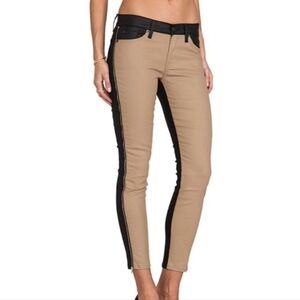 7 For All Mankind Two-tone Black And Tan Denim Pants